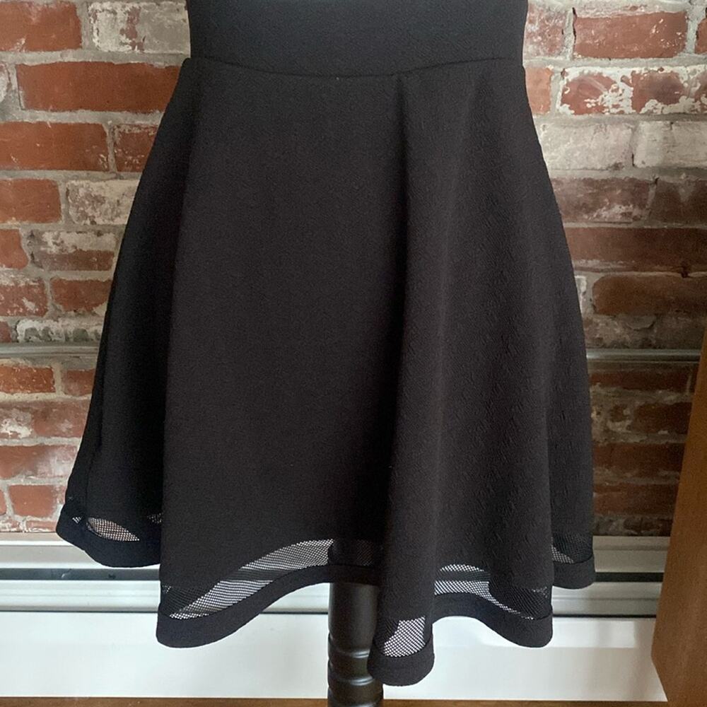 Xhilaration Black Mesh Bottom Skater Mini Skirt Size XS